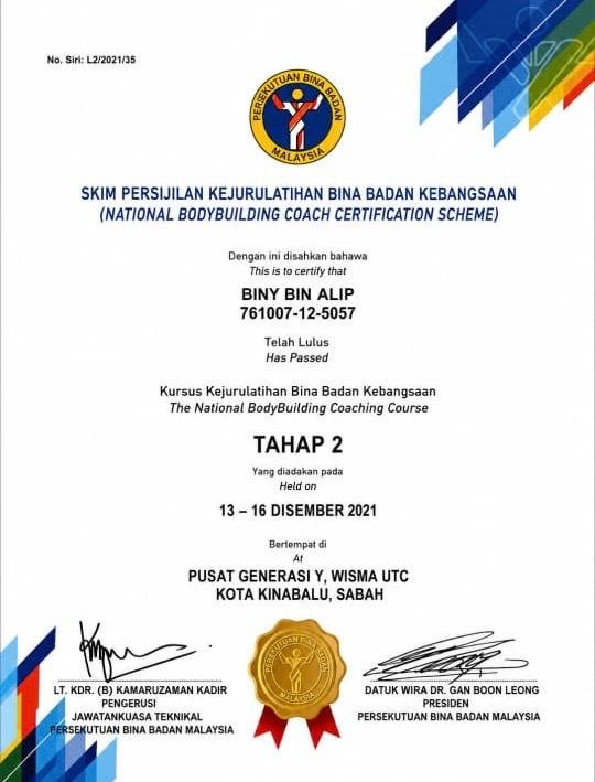 National Bodybuilding Coach Certification Scheme — Tahap 2, MBBF, 13–16 December 2021